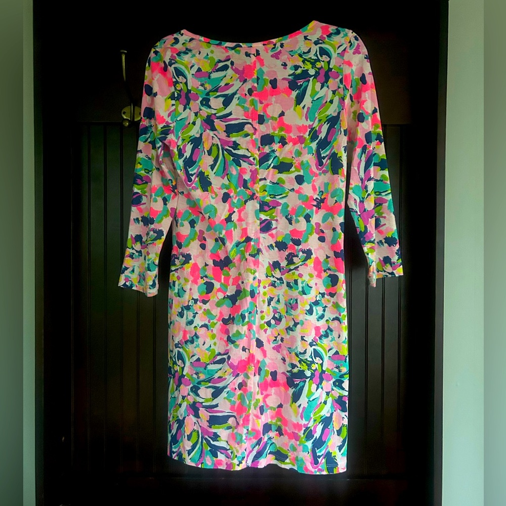 LILLY PULITZER Beacon Shift Dress Resort Beach Pima Cotton Pina Colada Club M - Picture 8 of 10